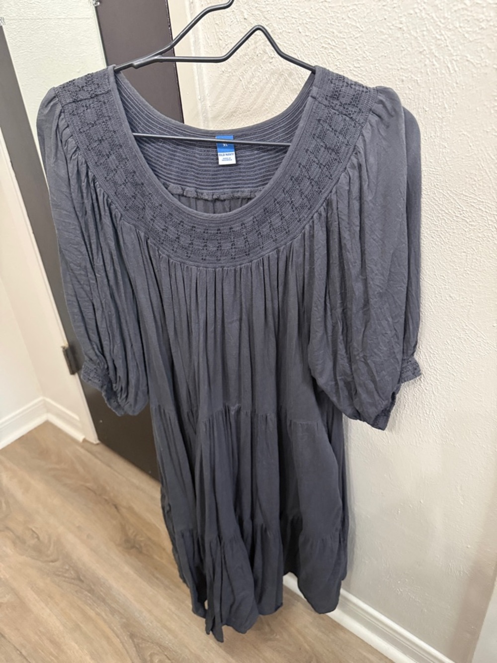 Old Navy Slate Gray Smocked Yoke Peasant Tunic